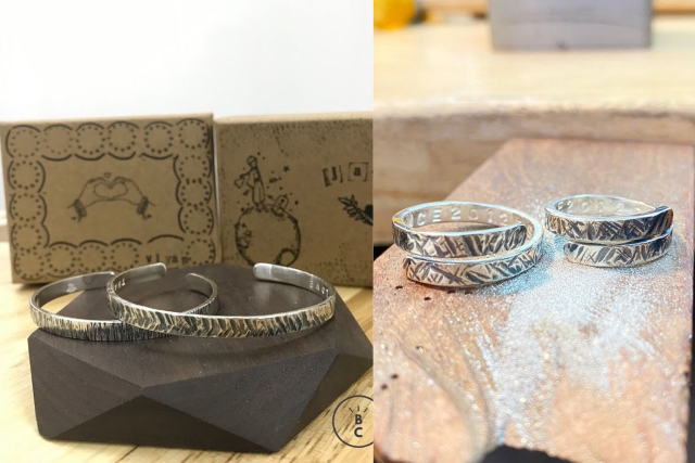 （IG@ backcolumn.） 精選情侶手作工作坊：Back Column Hit Gold 後欄打金（禮物傳送門）後欄打金是由兩名香港女生所創立的小店，主打以傳統金工手藝製作的純銀飾物，希望可以